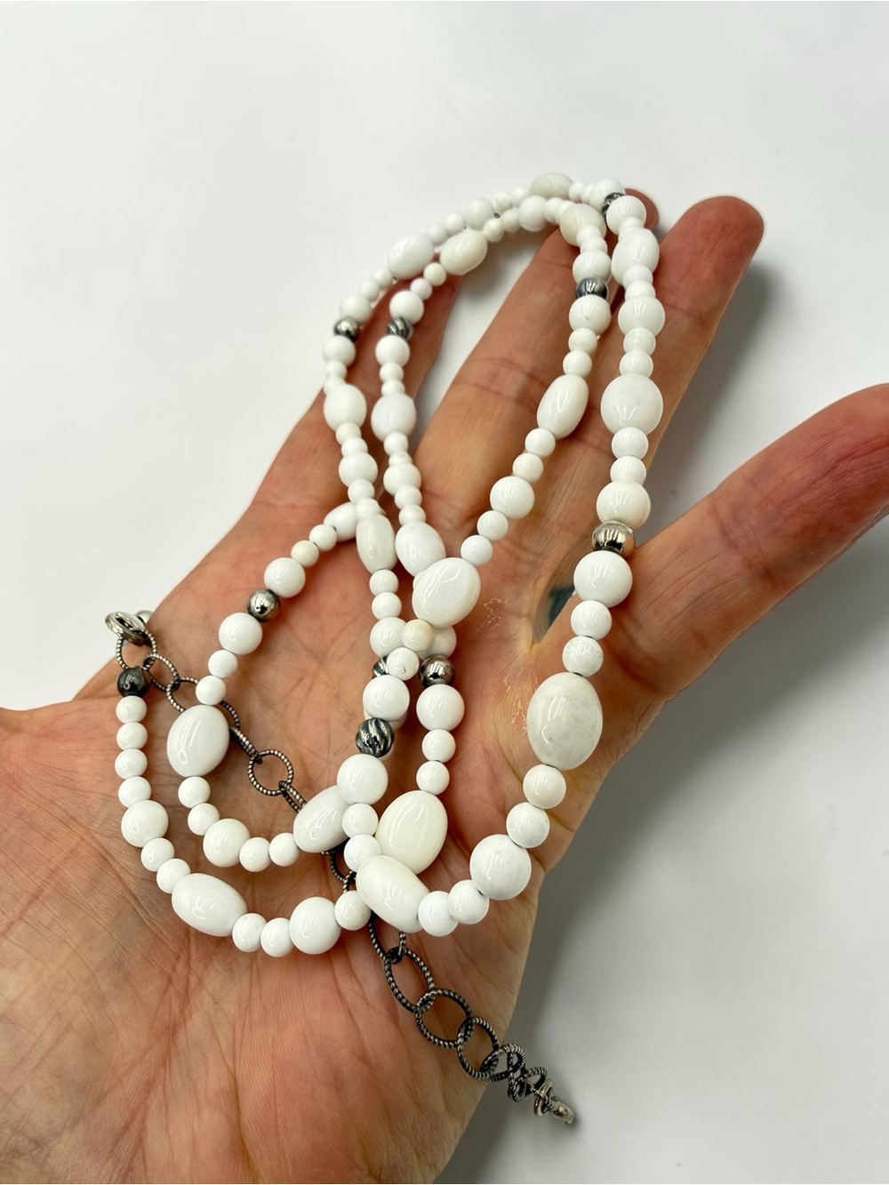 Carolyn Pollack Relios Sterling White Agate Necklace & Earrings Set CP 32”-36” - Picture 8 of 17